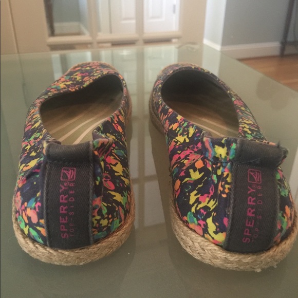 Sperry Espadrilles multi colored on blue. EUC - Picture 4 of 6